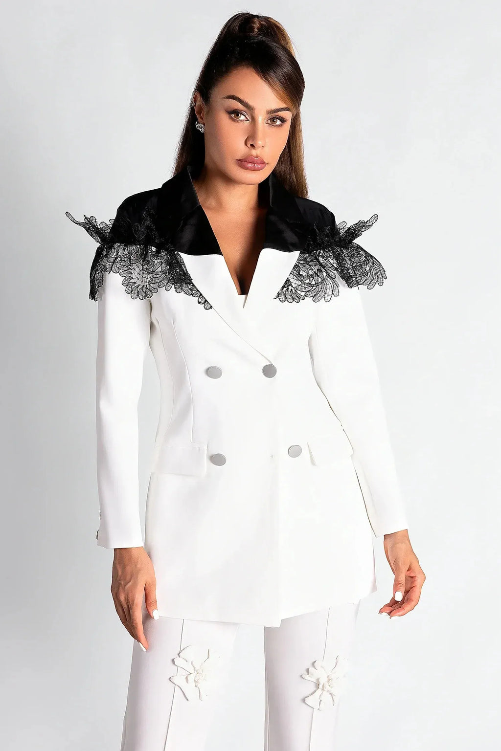 Sekani Patchwork Lace Blazer Top Flowering Girl