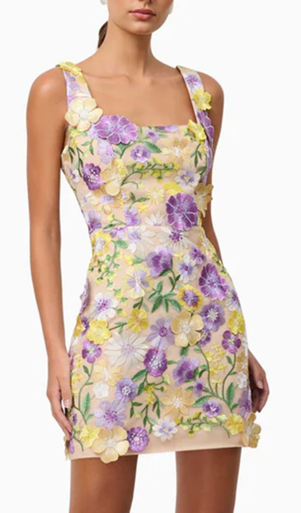 Fyodor Strappy Flower Embroidery Mini Dress Flowering Girl