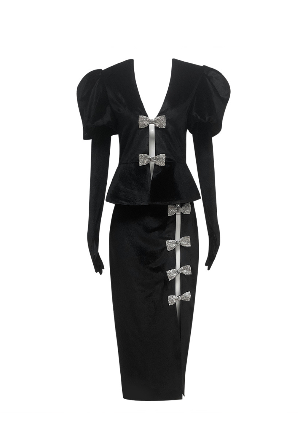 Victoria Cut Out Bow Mini Dress Set In Black Flowering Girl