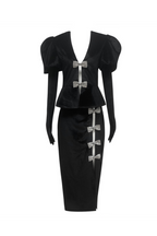 Victoria Cut Out Bow Mini Dress Set In Black Flowering Girl