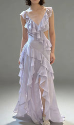 Kasandra Purple Ruffle Maxi Dress Flowering Girl