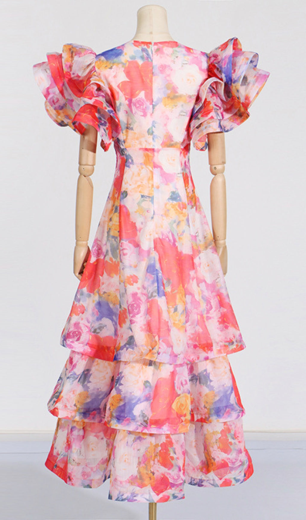 Élodie Floral-Print Ruffled Gown Flowering Girl