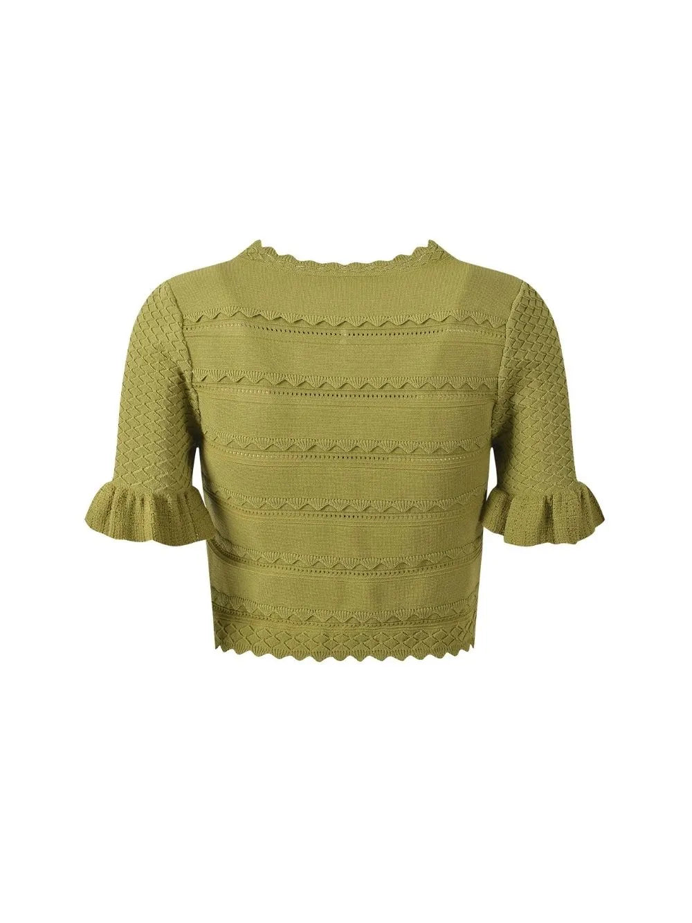 Cropped Ruffled Sleeve Cardigan Flowering Girl
