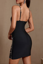 Virginia Bowknot Crystal Grid Bandage Mini Dress In Black Flowering Girl