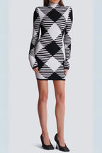 Mini Dress In Rolled Gingham Knit Flowering Girl