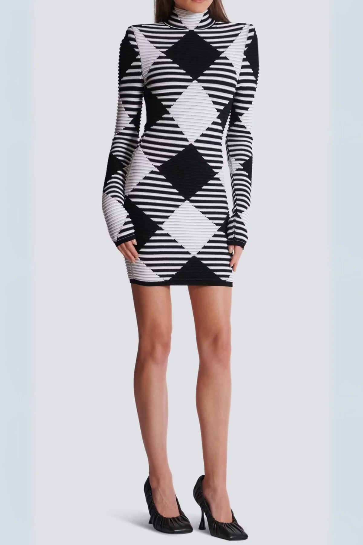 Mini Dress In Rolled Gingham Knit Flowering Girl
