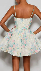 Estera Spaghetti Floral Printed Mini Dress Flowering Girl