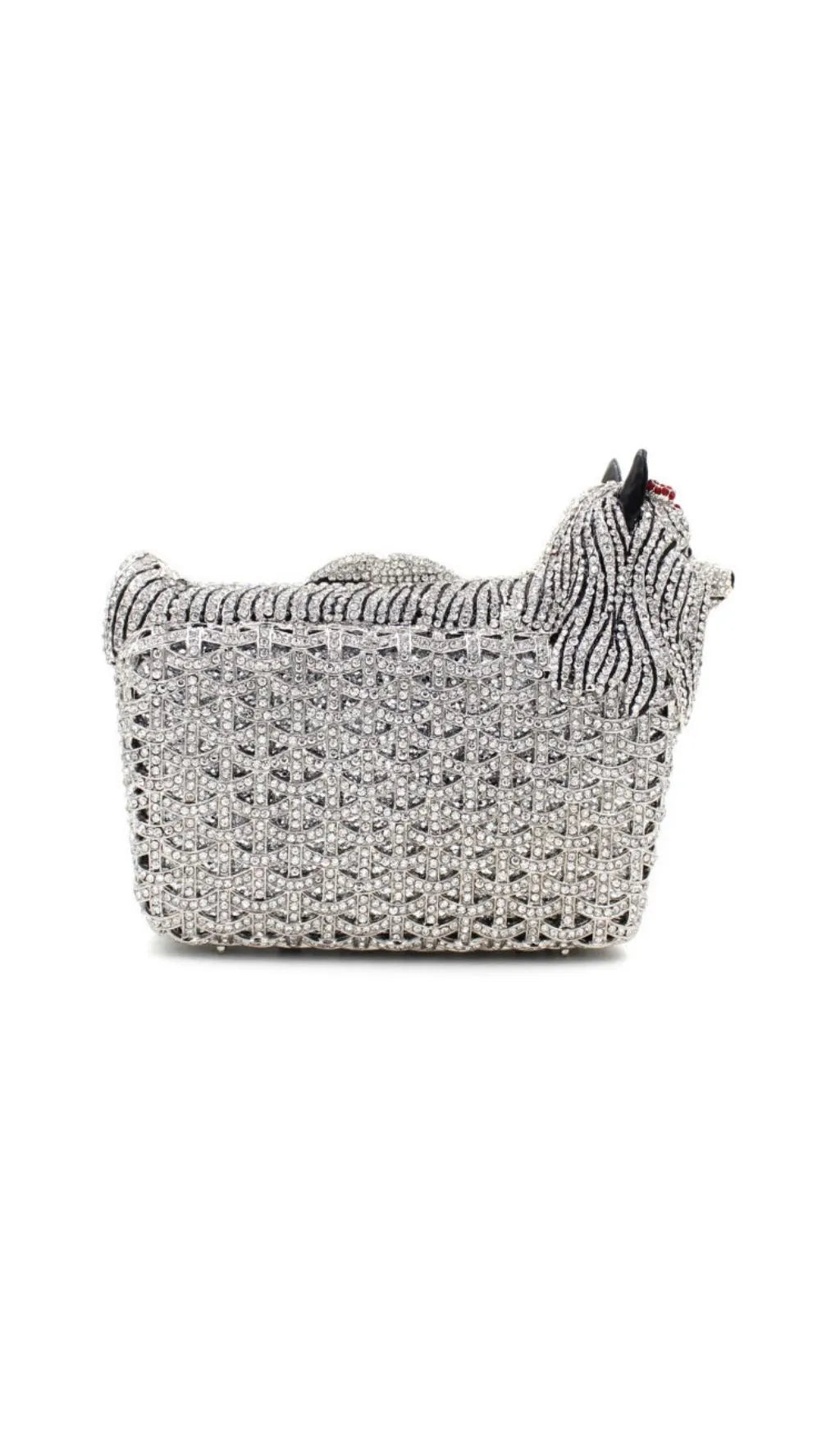 Khamani Silver Dog Diamante Bag Flowering Girl