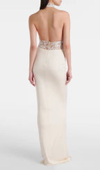 Halina White Halter Lace Maxi Dress Flowering Girl