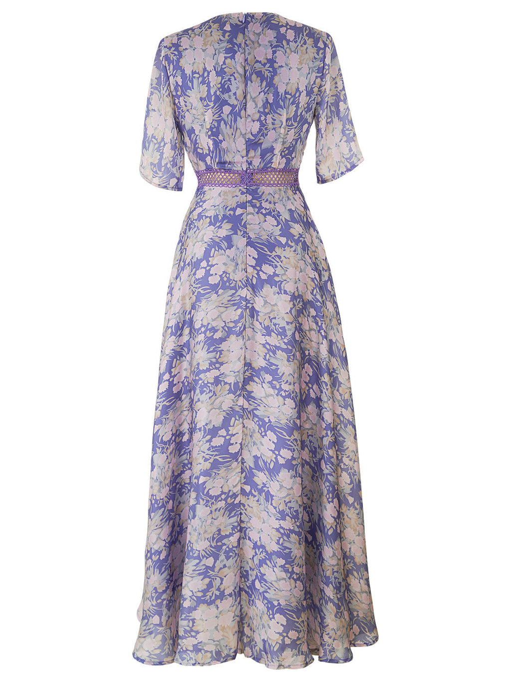 Purple Floral Printed V-Neck Maxi Dress Flowering Girl