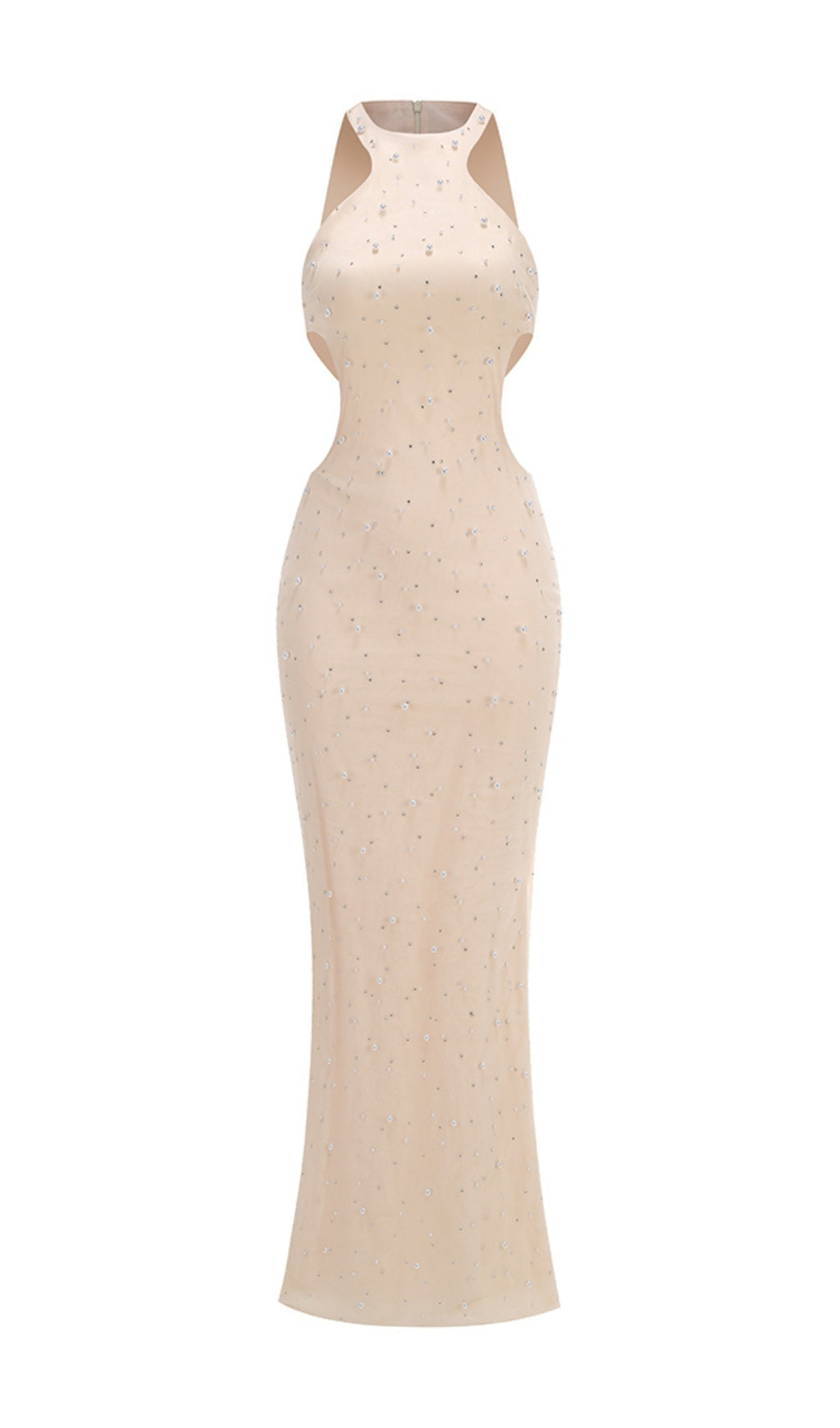 Dulcet Halter Cutout Pearl Maxi Dress Flowering Girl
