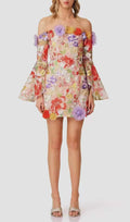 Iga Flower Embroidery Long Sleeve Mini Dress Flowering Girl