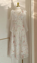 Felda V-Neck Flower Sequin Midi Dress Flowering Girl