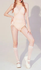 Dava Drawstring One-Piece Swimsuit Flowering Girl