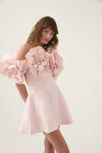 Etta Flower Strapless Mini Dress In Pink Flowering Girl