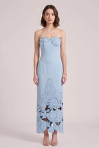 Light Blue Structured Crepe Column Dress Flowering Girl