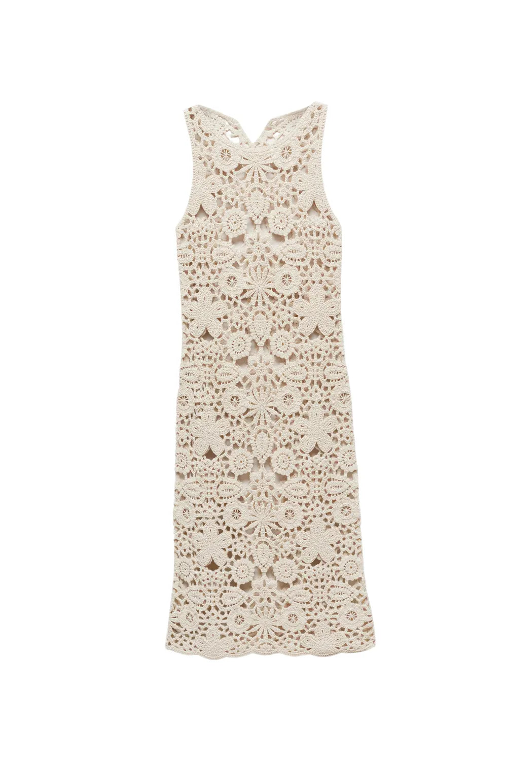 georgia cotton crochet midi dress in apricot Flowering Girl