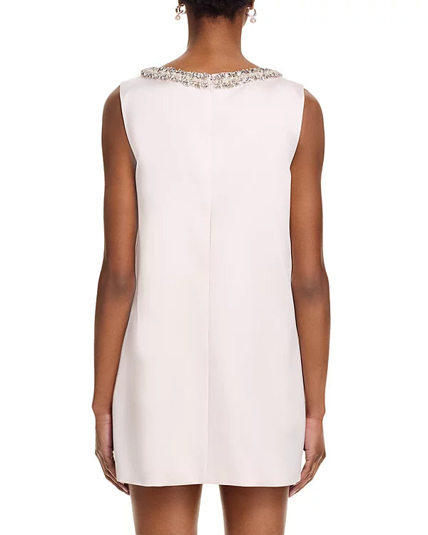 Embellished Bow Mini Dress In White Flowering Girl