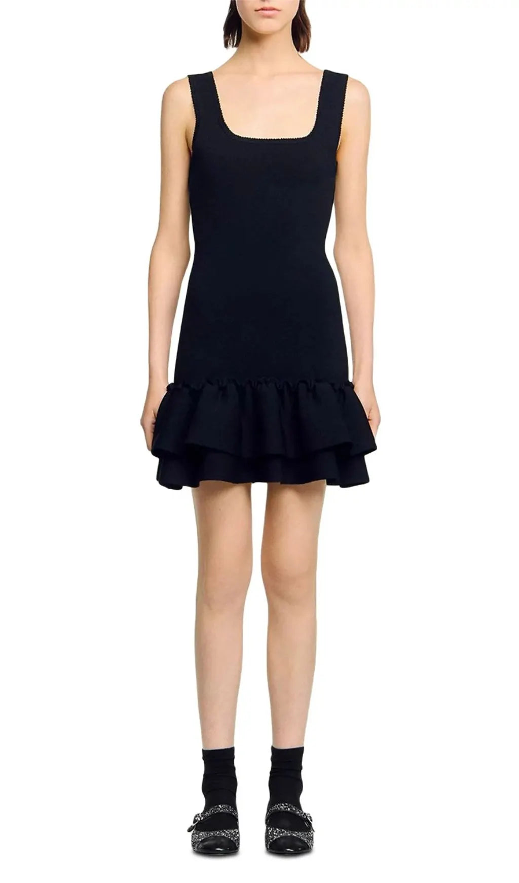 Ruffled Short Knit Dress Flowering Girl
