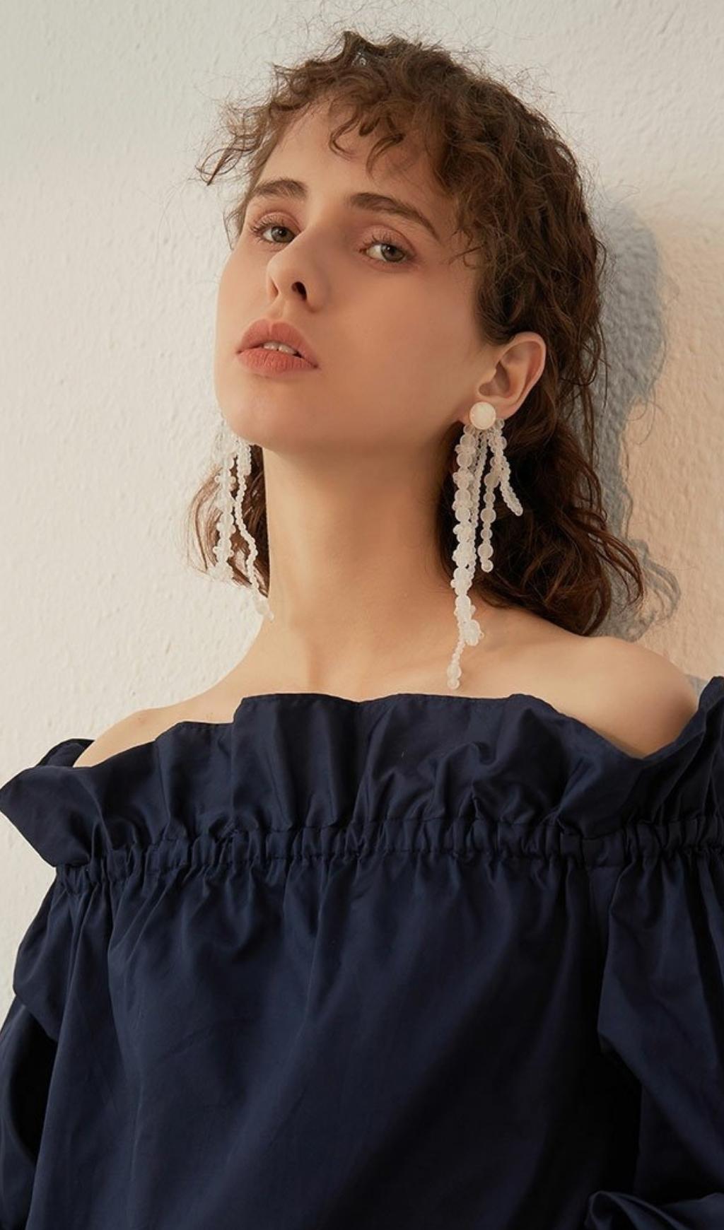 Amira White Pearl Acrylic Tassel Earrings Flowering Girl