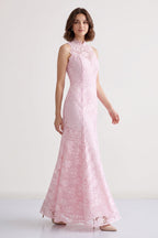 Blush Pink Floral Lace Floor-Length Dress Flowering Girl