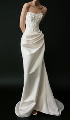 Caetana White Strapless Corset Maxi Dress Flowering Girl