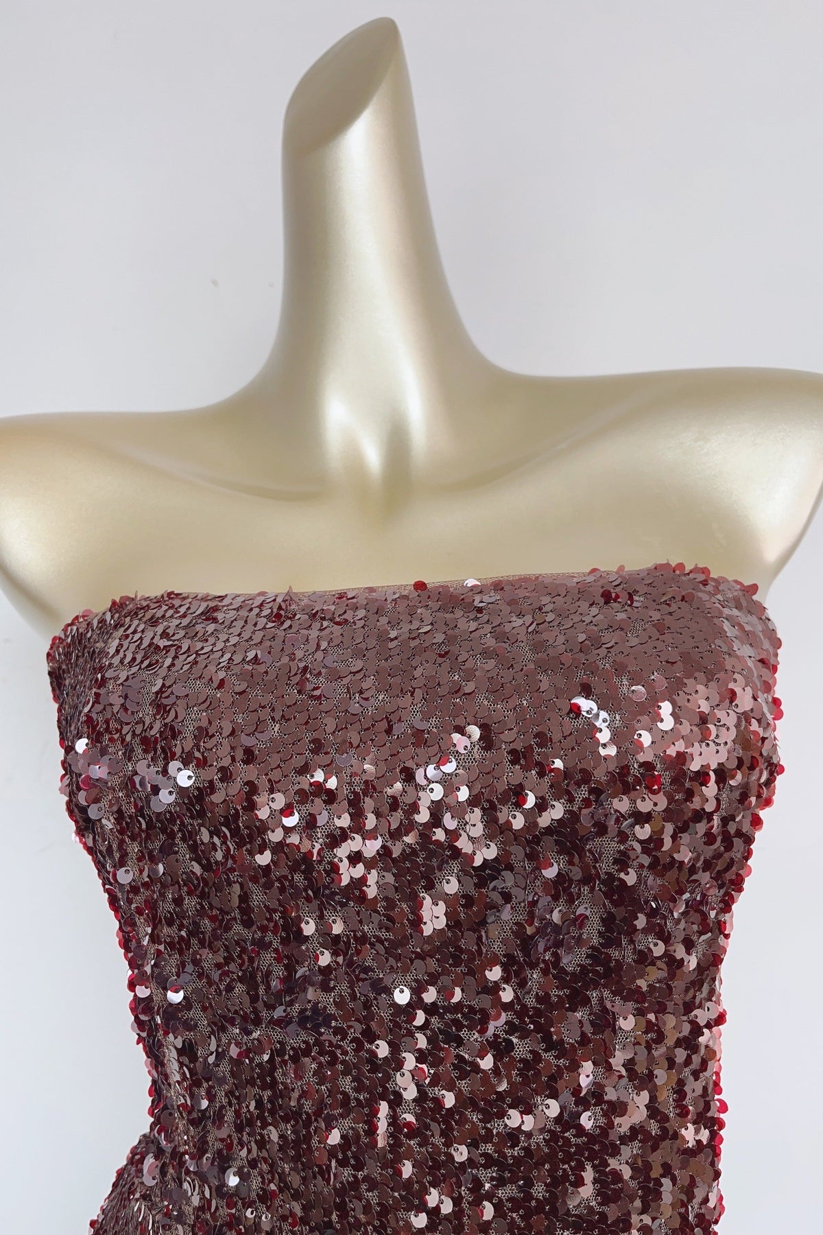 Strapless Sequin Mini Dress In Burgundy Flowering Girl