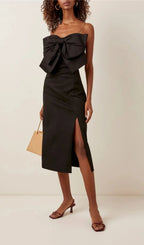 Bow Suspender Dress In Black Flowering Girl