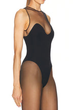 Llewyn Wave Neckline Bodysuit - Black Flowering Girl