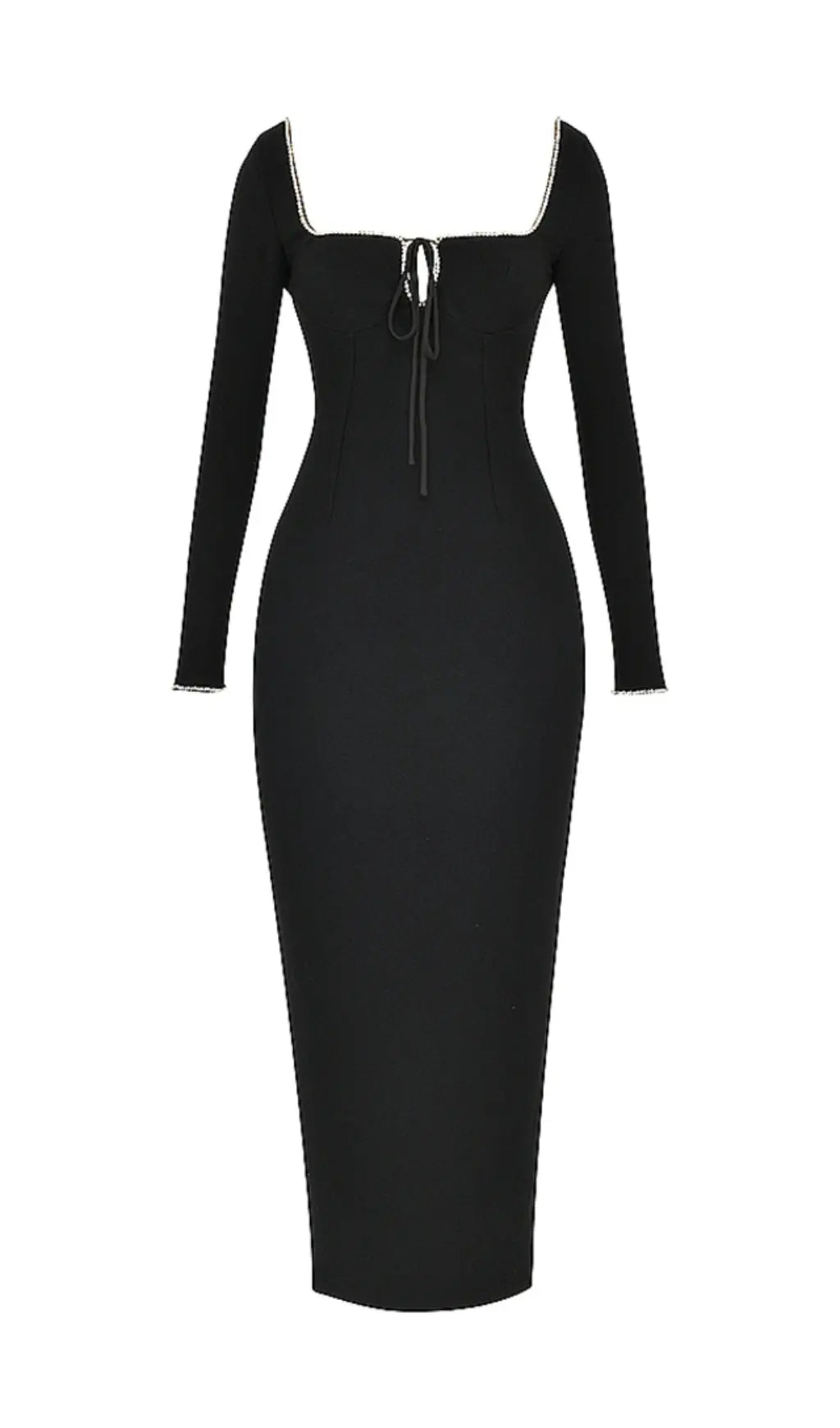 Black Crystal Embellished Maxi Dress Flowering Girl