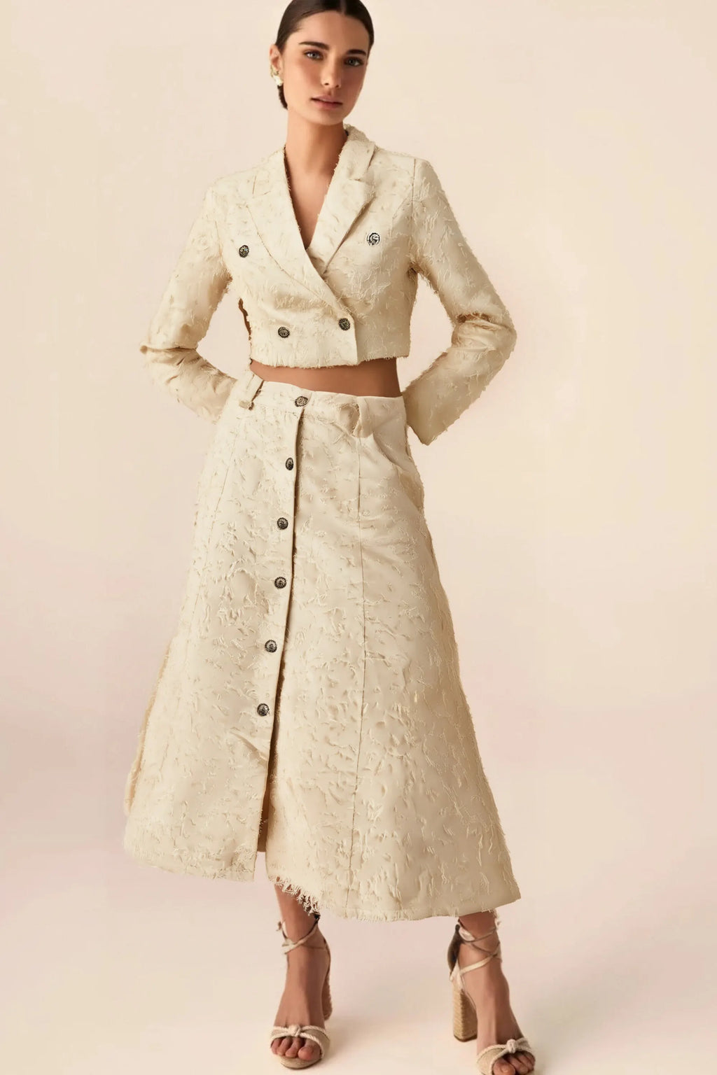 Karine White Fringed Jacket & Skirt Matching Set Flowering Girl