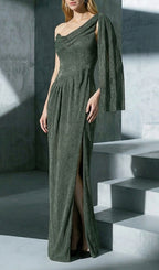 Jenae Olive One-Shoulder Maxi Dress Flowering Girl