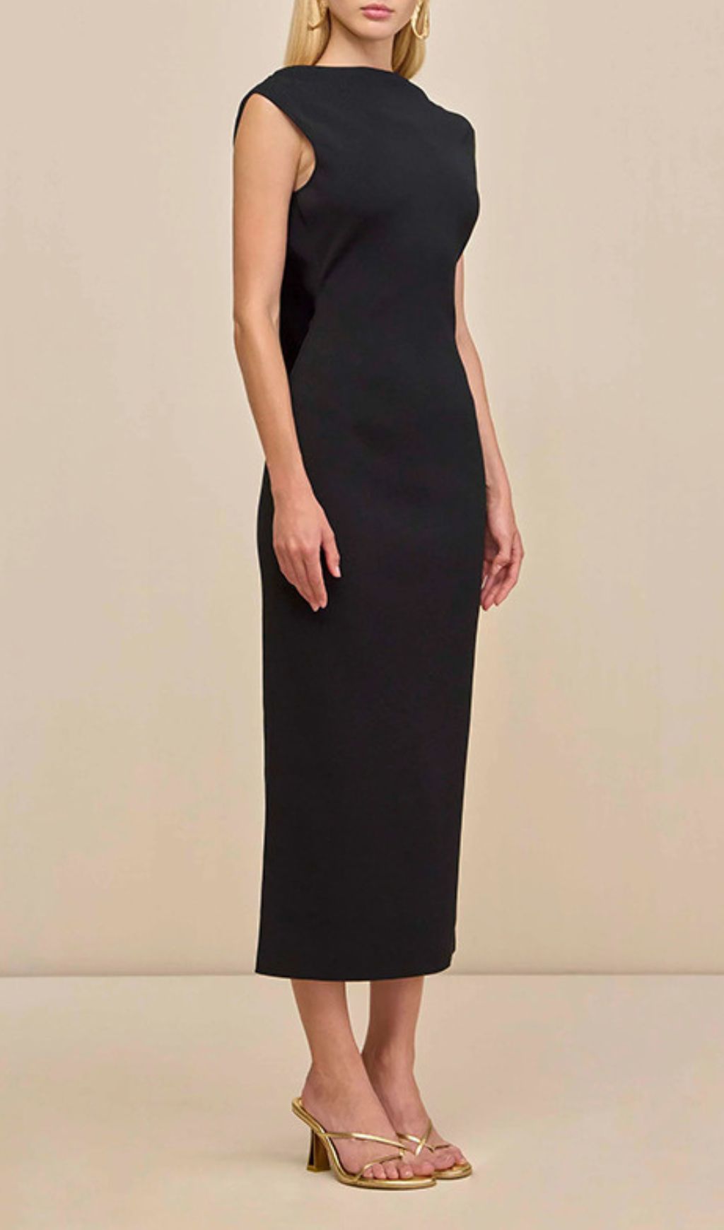 Ida Black Backless Midi Dress Flowering Girl