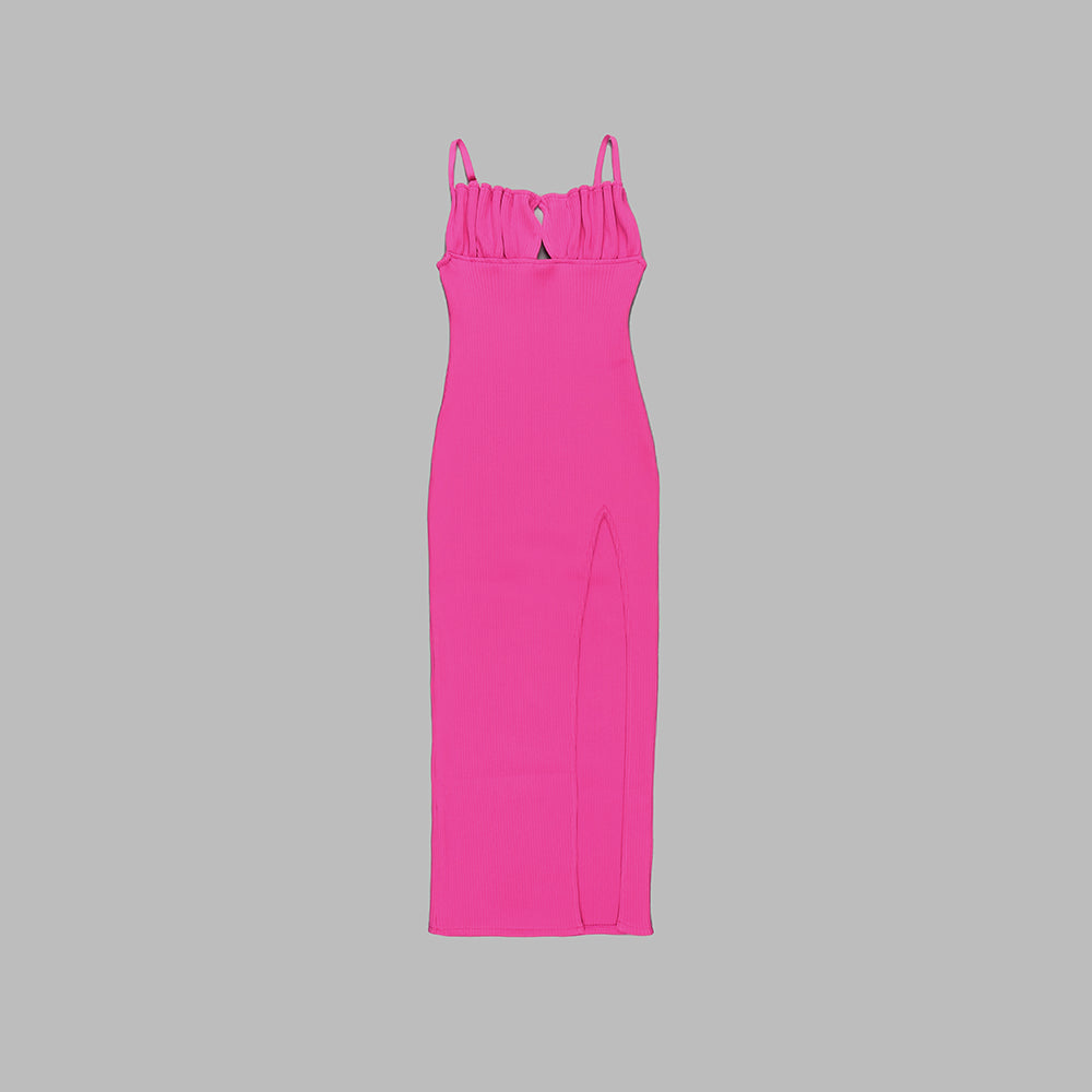 Knit Dress Without Slit And Seashells Breast Pink