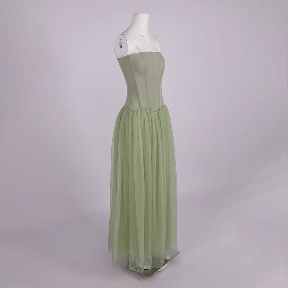 Sage Green Chiffon A-Line Floor-Length Gown Flowering Girl