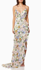 Aviya Floral Ruffle Split Maxi Dress Flowering Girl