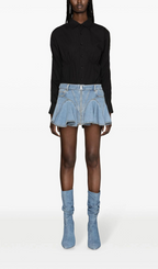 BLUE FLARED DENIM MINI SKIRT Flowering Girl