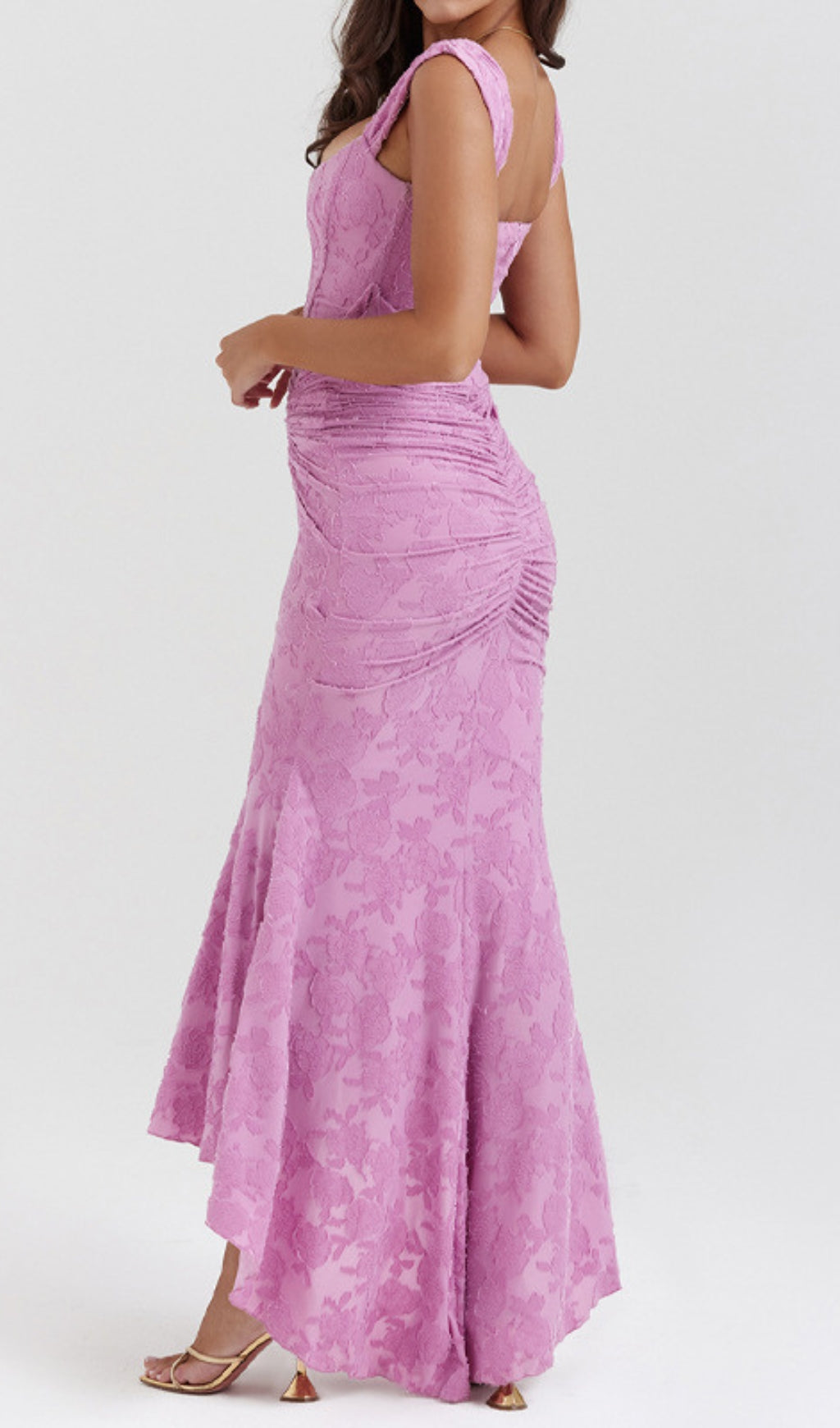 Anaëlle Pink Floral Corset Maxi Dress Flowering Girl