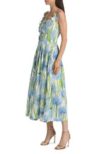Jolie Multicolor Floral Bow Embroidered Poplin Midi Dress Flowering Girl