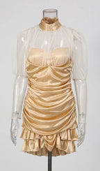 Kerith Mesh Sleeve Ruched Mini Dress Flowering Girl