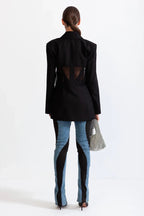 Patchwork Blazer In Black Flowering Girl