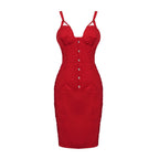 Katherine Satin Bodycon Corset Mini Dress In Red Flowering Girl