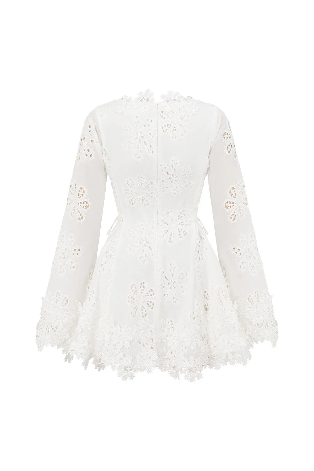 Flower Embroidery Hollow Mini Dress In White Flowering Girl