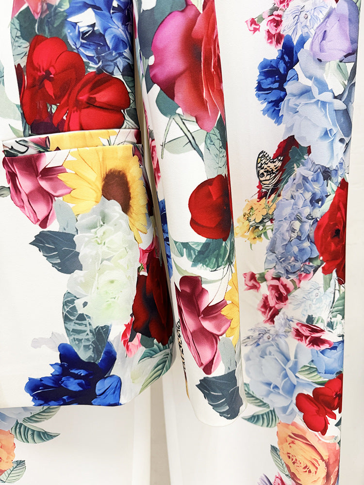 Fuyuko Flower Printed Blazer & Pants Set Flowering Girl