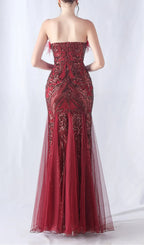 Choire Red Sequin Feather Maxi Dress Flowering Girl
