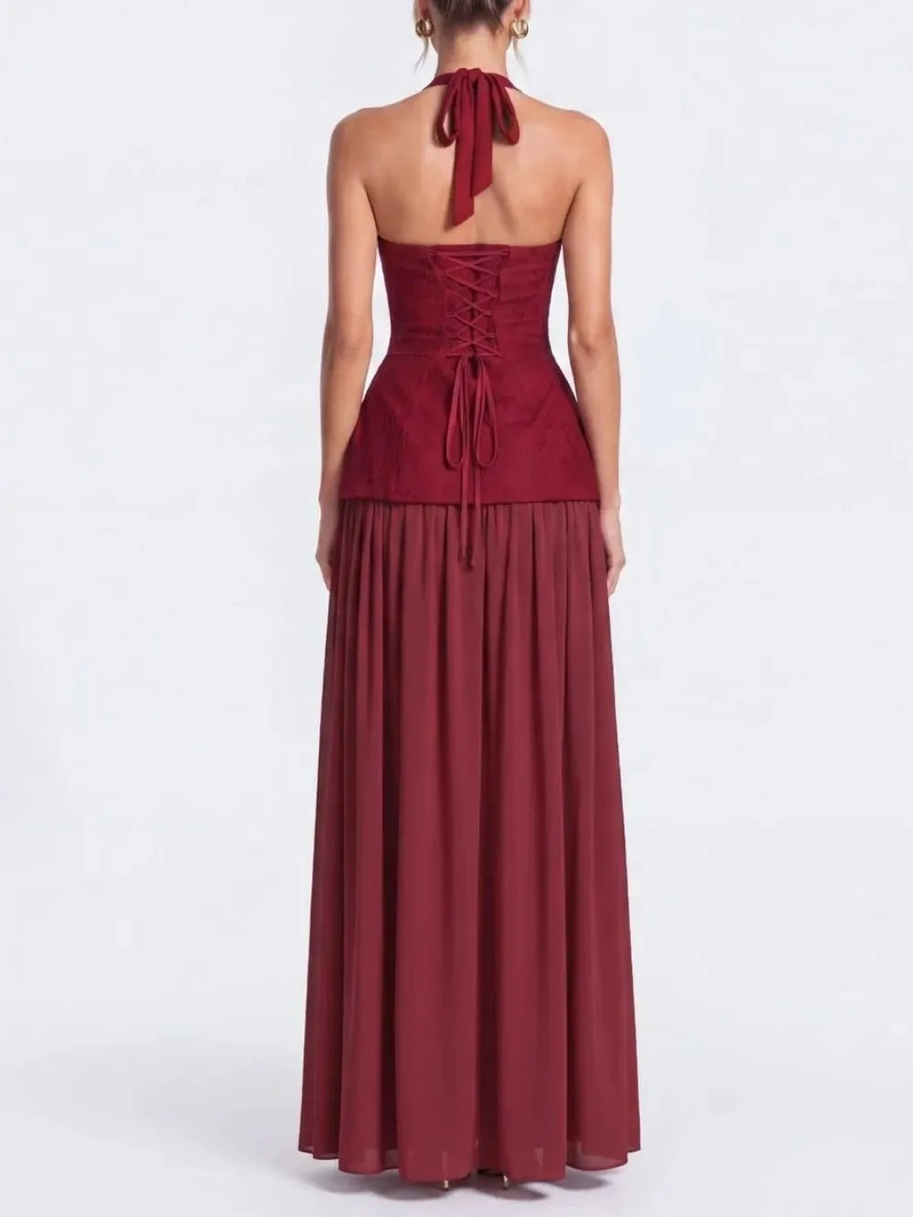 Jovyna Halterneck Flared Maxi Dress Flowering Girl