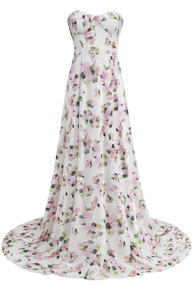 Trinity Printed Strapless Maxi Dress Flowering Girl