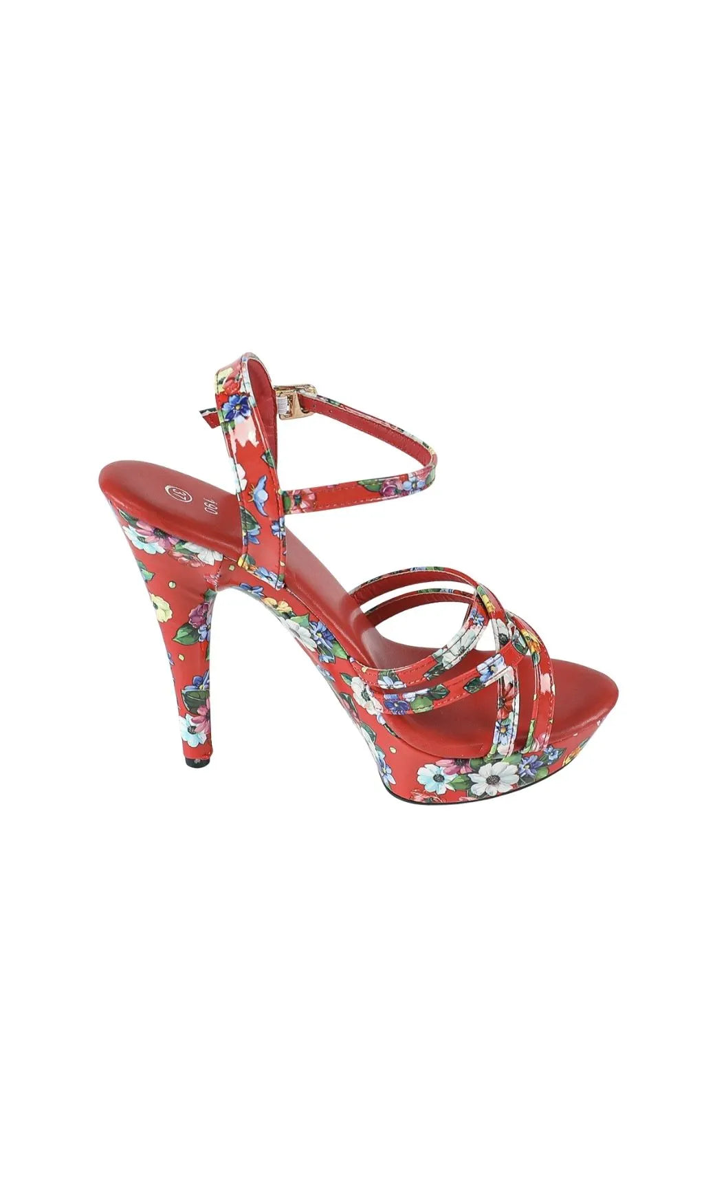 Kynthia Red Floral Printed Heels Flowering Girl