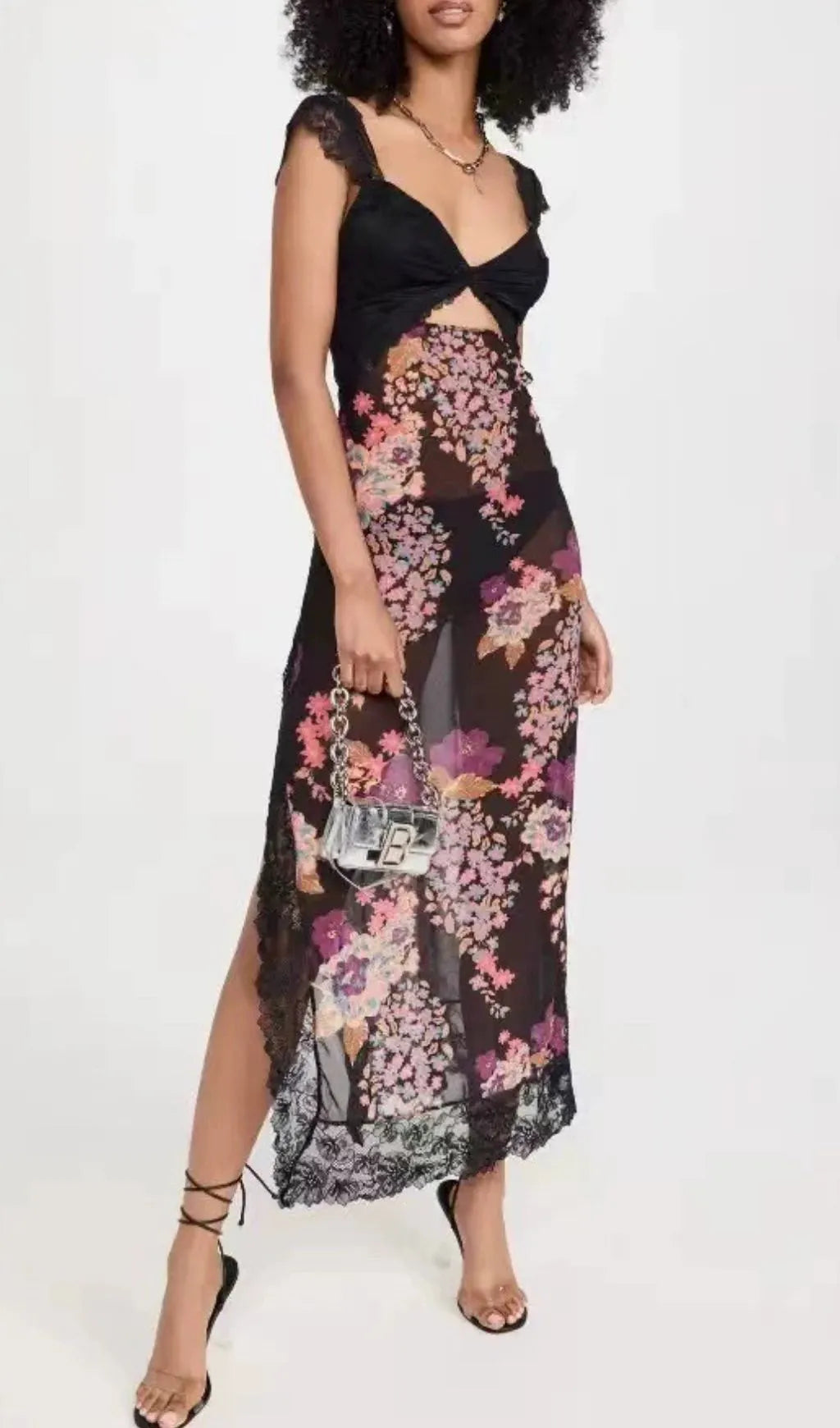 Ladee Lace Floral Midi Dress Flowering Girl