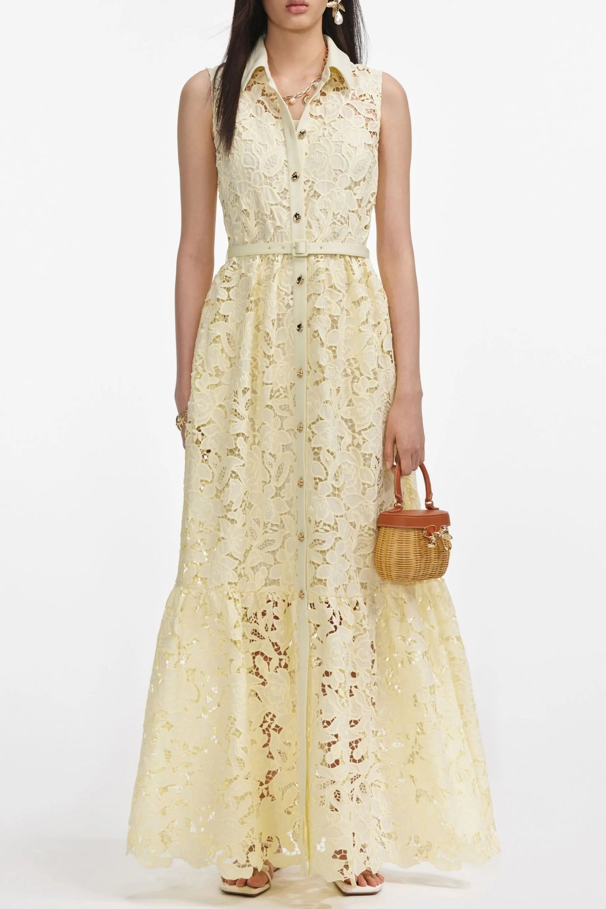 Ingrid Yellow Lace Maxi Dress Flowering Girl